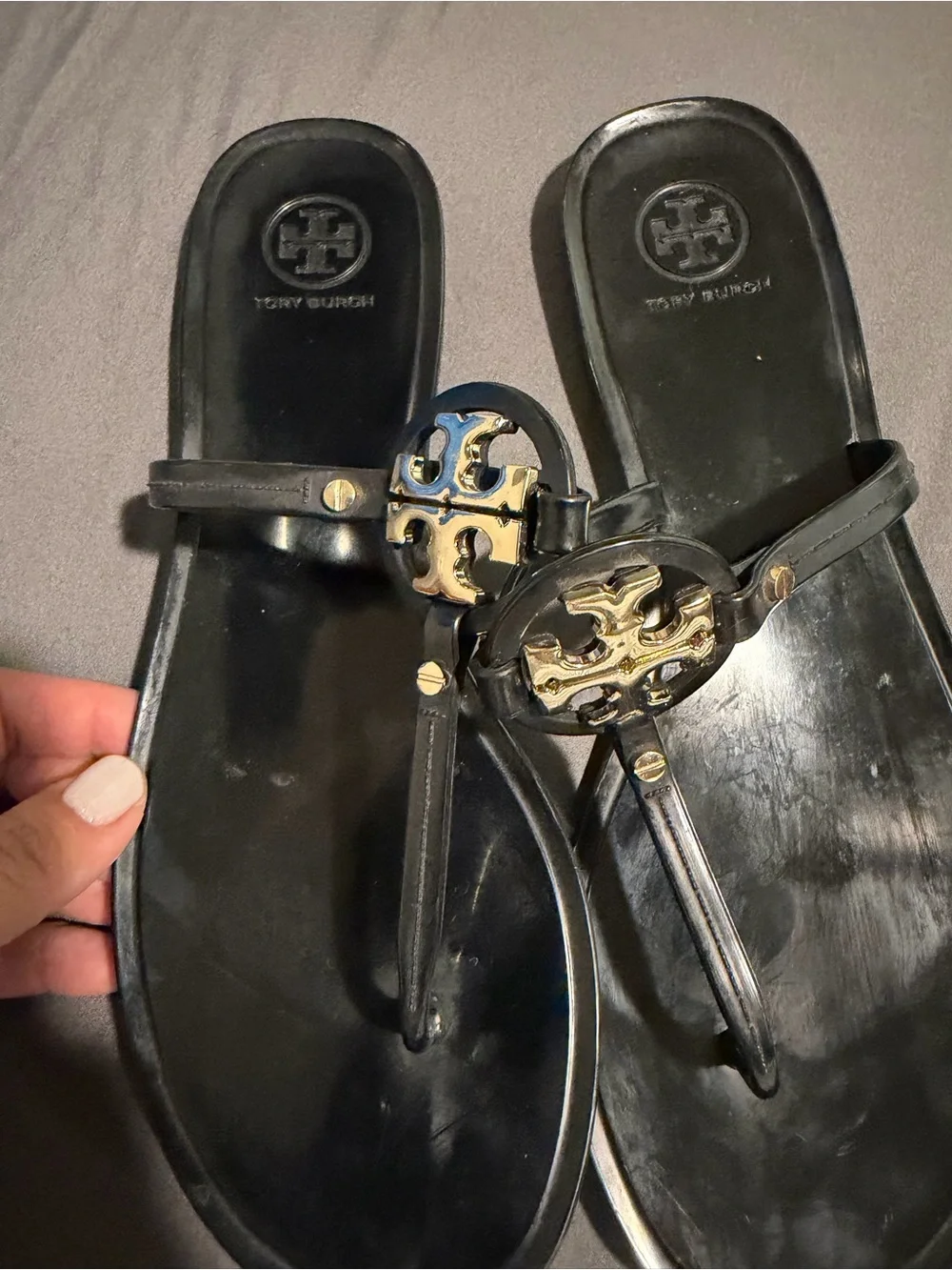 Tory Burch Mini Miller Jelly Sandal in Perfect Black with Gold Logo